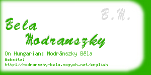 bela modranszky business card